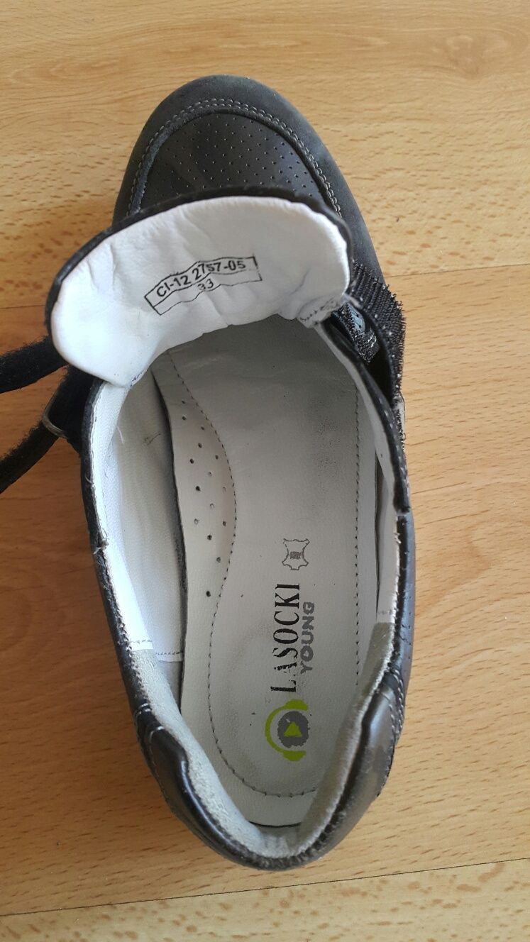 Buty skórzane Lasocki półbuty chłopięce ze skóry naturalnej r. 33