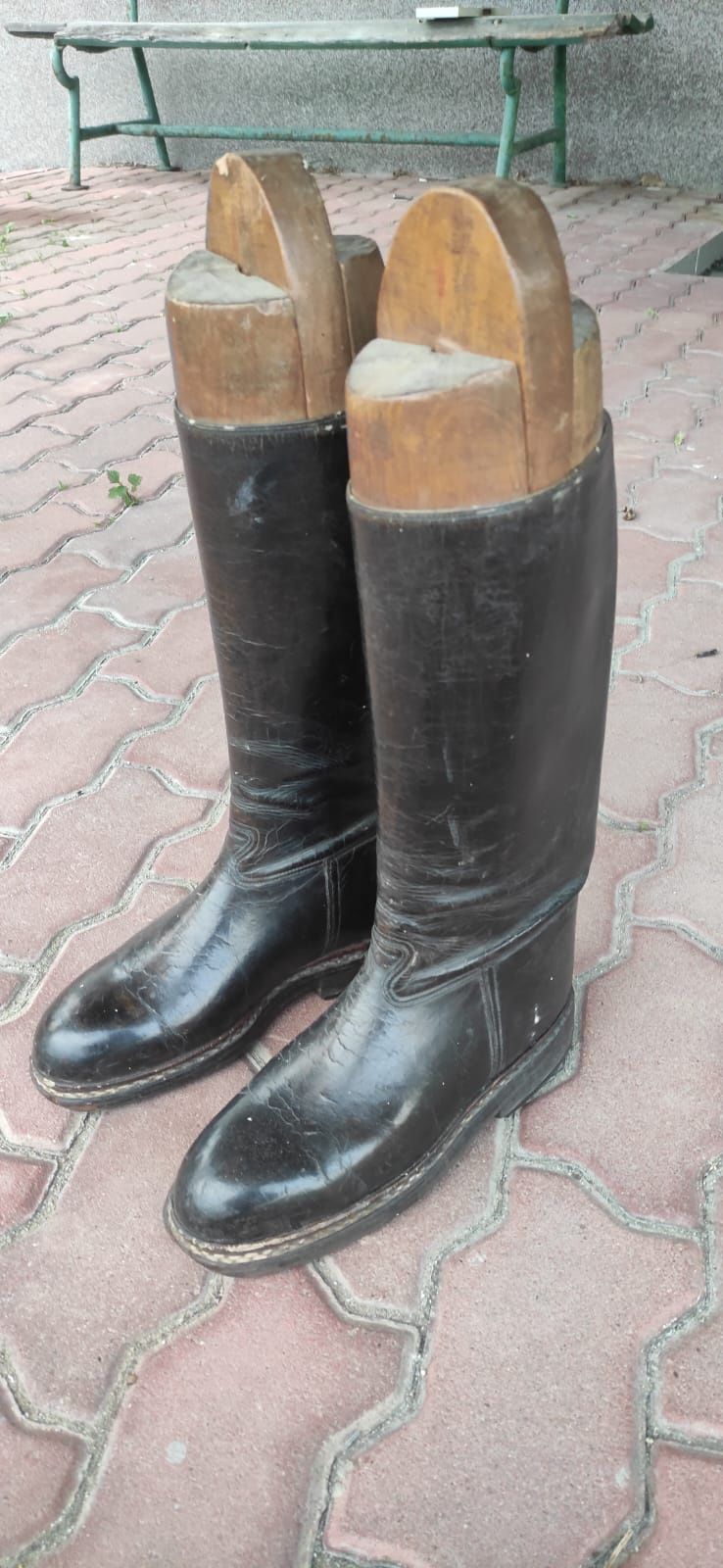 Buty wojskowe antyki skóra ręcznie szyte