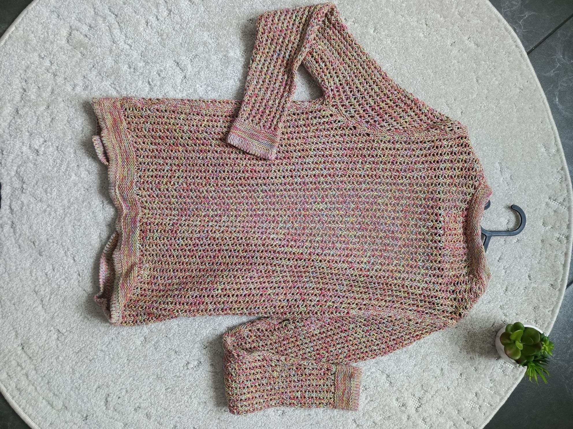 Kolorowy kardigan GOUBI 100% bawełna L/XL pleciony barwny