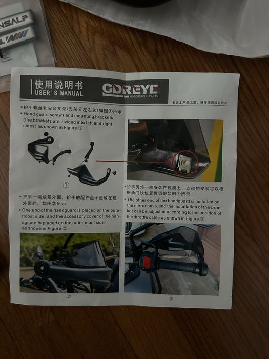 Proteção de mãos Gdreye com suporte de montagem