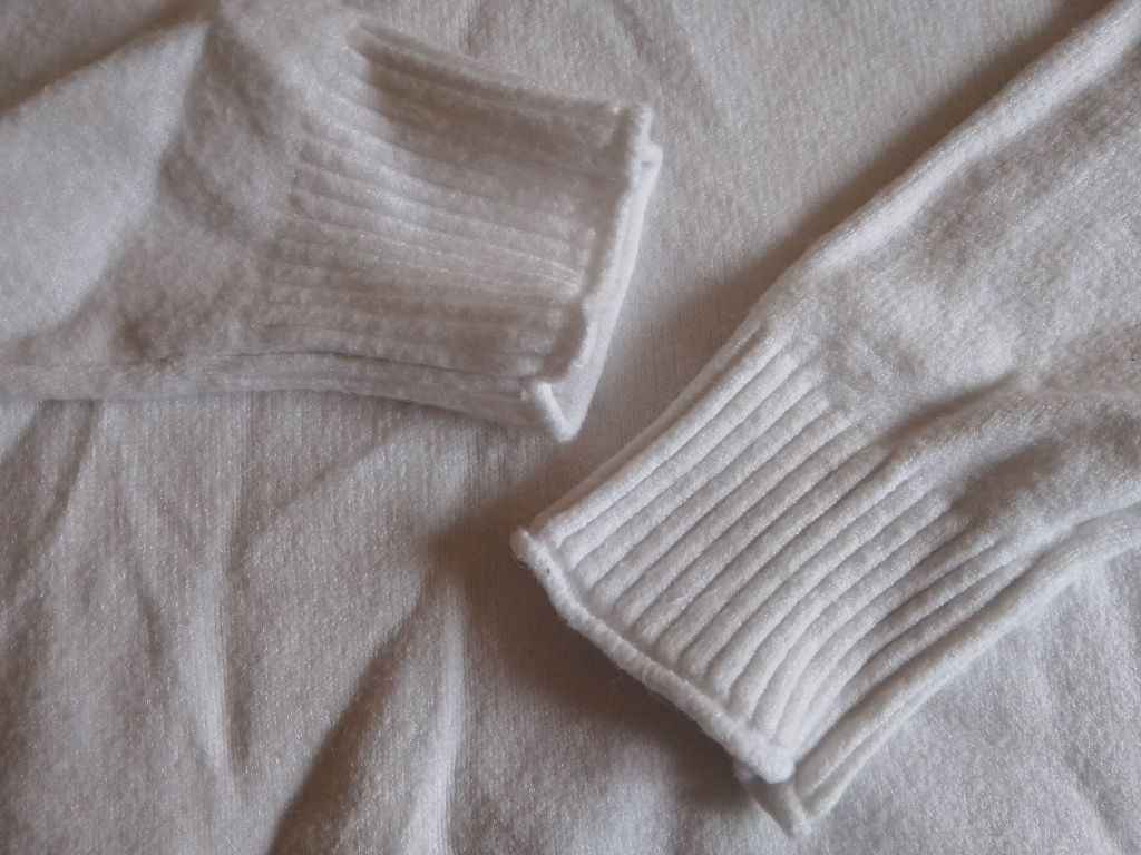 Zimowy cieplejszy sweterek 158/164 Biały elastyczny swiateczny