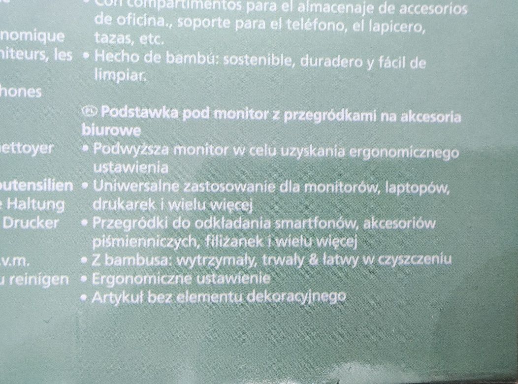 Podstawka pod monitor z przegródkami na akcesoria biurowe