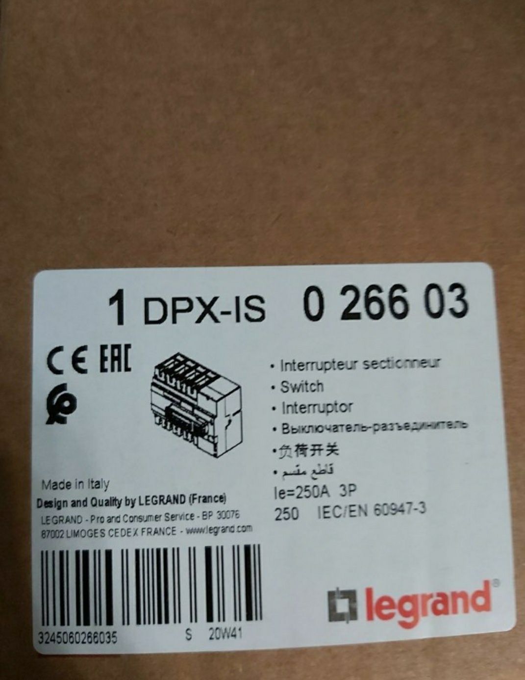 Rozłącznik izolacyjny Legrand 3P 250A DPX-IS 250 indeks 026603