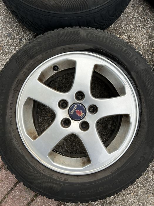 4x felga aluminiowa 15” 5x110 ET 41 SAAB z oponami zimowymi