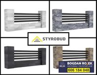 Ogrodzenie modułowe betonowe bloczek gładki Styrobud FINI murek daszek