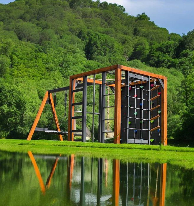 Plac zabaw małpi gaj z huśtawkami - siłownia ogrodowa