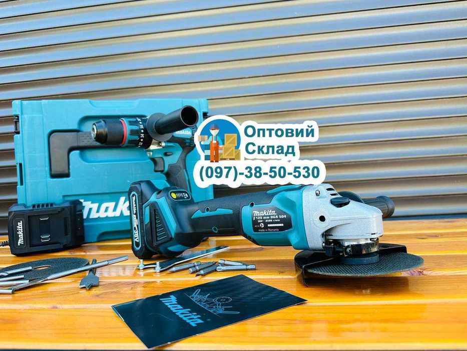 Безщітковий Набір 2в1 Makita Болгарка DGA504XGT + Шурупокрут DHP485XGT