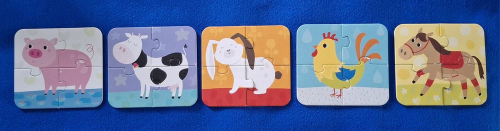 Puzzle dla dzieci - zwierzęta gospodarskie 5 szt. Po 4 duże elementy