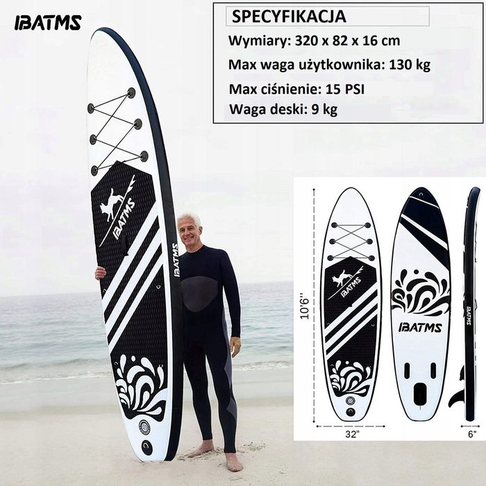 Deska SUP IBATMS BLack 320cm 130kg