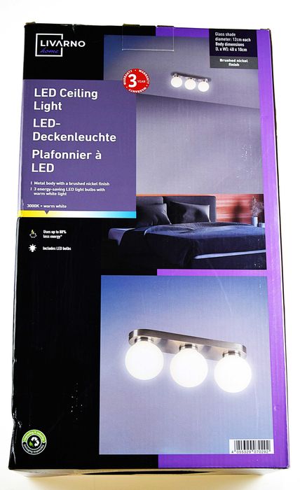 Lampa wisząca Livarno Home,3 punkty E14 LED,nikiel,nowoczesna,sufitowa