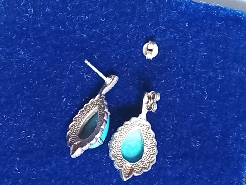 Серьги, капельное серебро, винтаж.