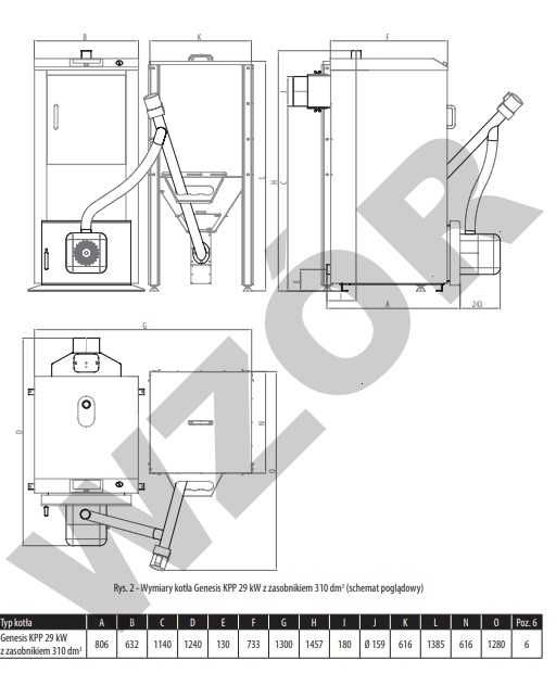 Kocioł z podajnikiem, na pellet 29 kW- 5 klasa, EcoDesign