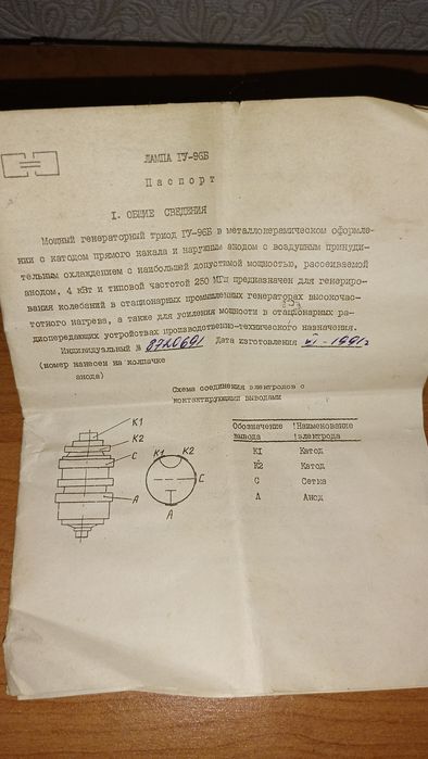 Генераторный триод ГУ-96 Б