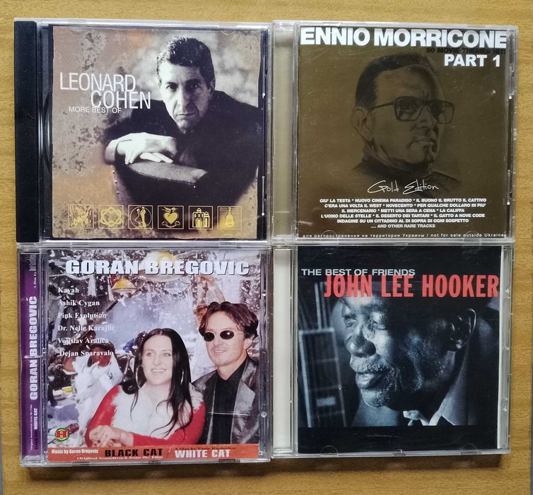 CD - Leonard Cohen, Ennio Morricone, Goran Bregovic, John Lee Hooker.
