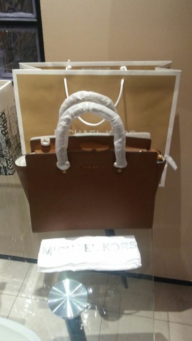 Michael Kors Selma brąz Large 37x27 saffiano skóra oryginał zapakowany