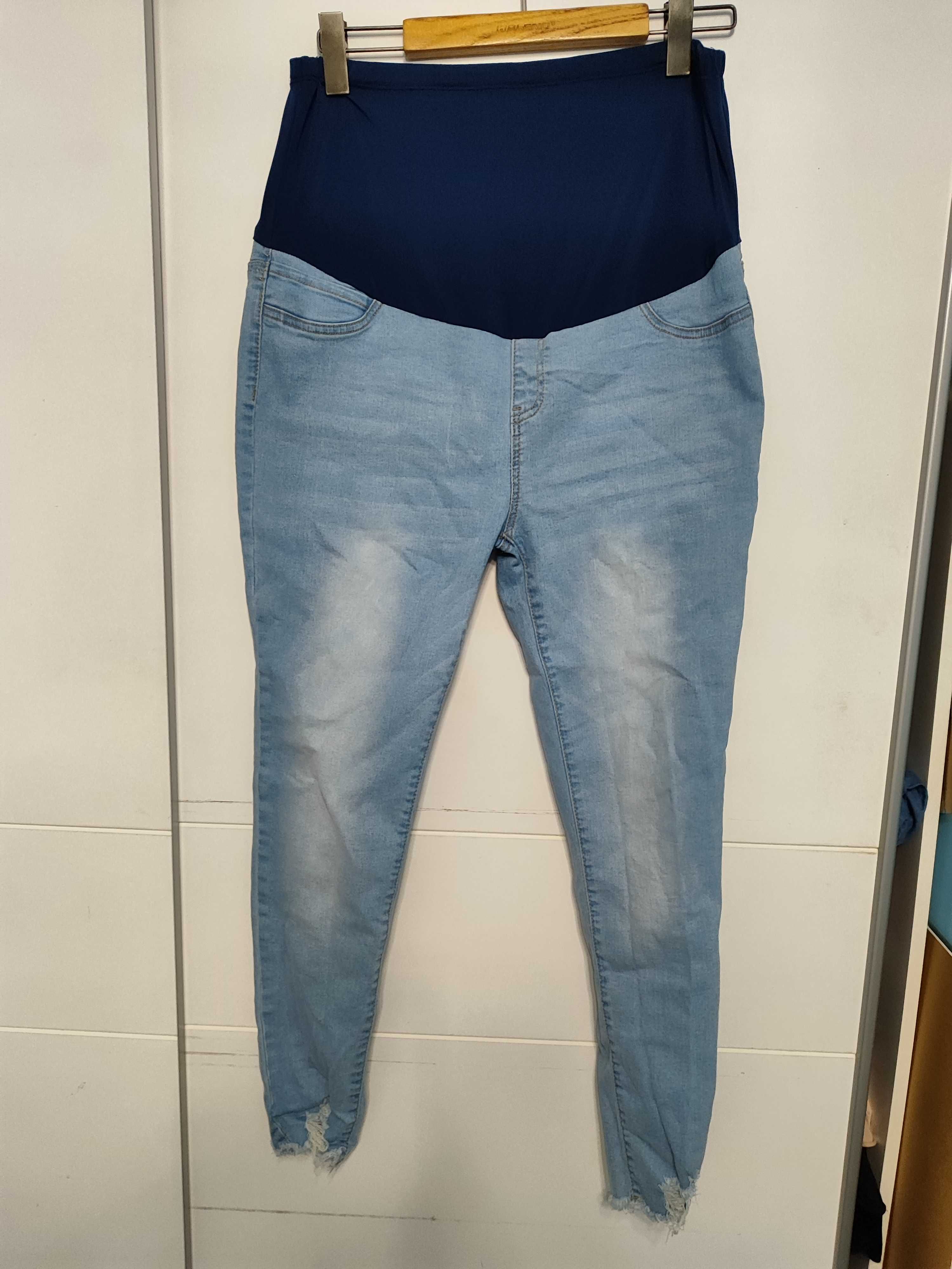 Shein spodnie jeansowe rurki ciążowe 44