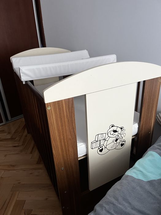 Łóżeczko z materacem 3 tryby wysokosci z szuflada