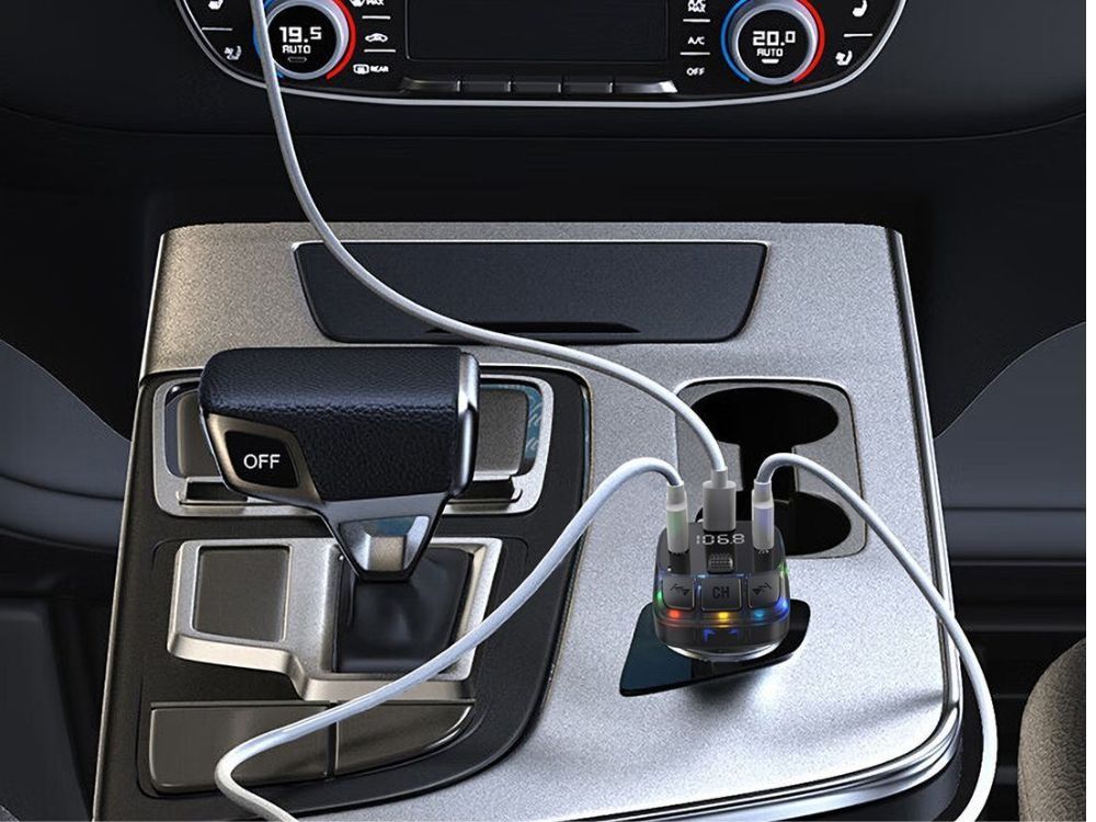 Transmiter samochodowy fm bluetooth 5.3 2xUSB + USB-C MP3/WMA QC 3.0