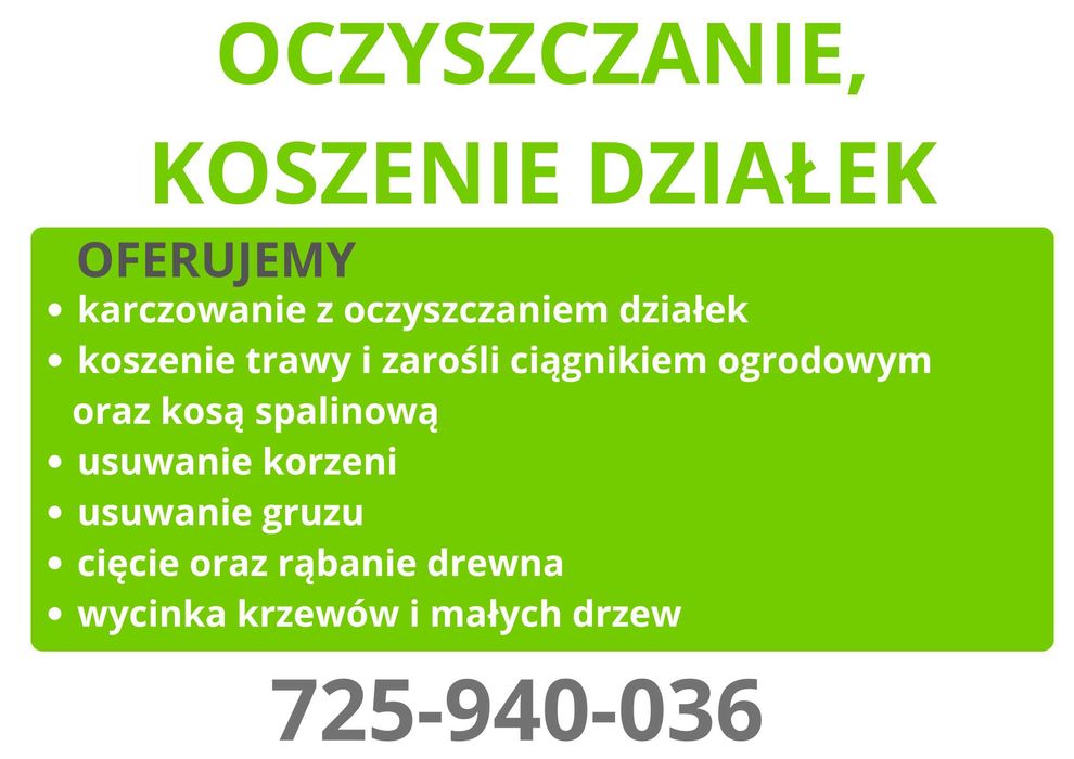 Oczyszczanie, koszenie działek i nieużytków
