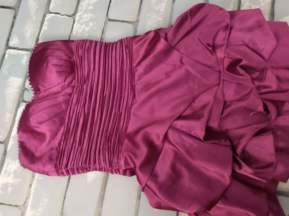 Fioletowa sukienka bombka S 36 koraliki