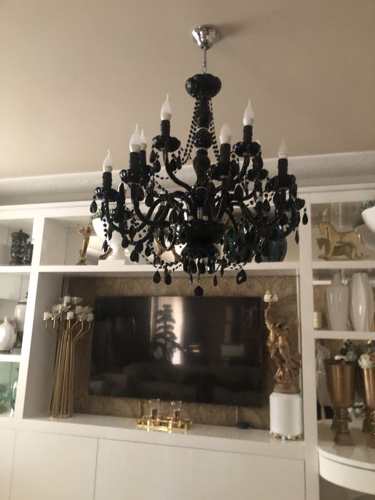 Lustre de teto em vidro opalino com 16 lampadas