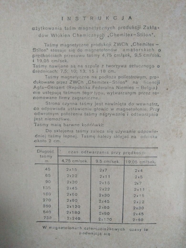 Taśma magnetofonowa, szpulowa, Stilon.