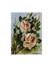 Kowalik - Róże obraz olejny 18x24cm kwiaty róże