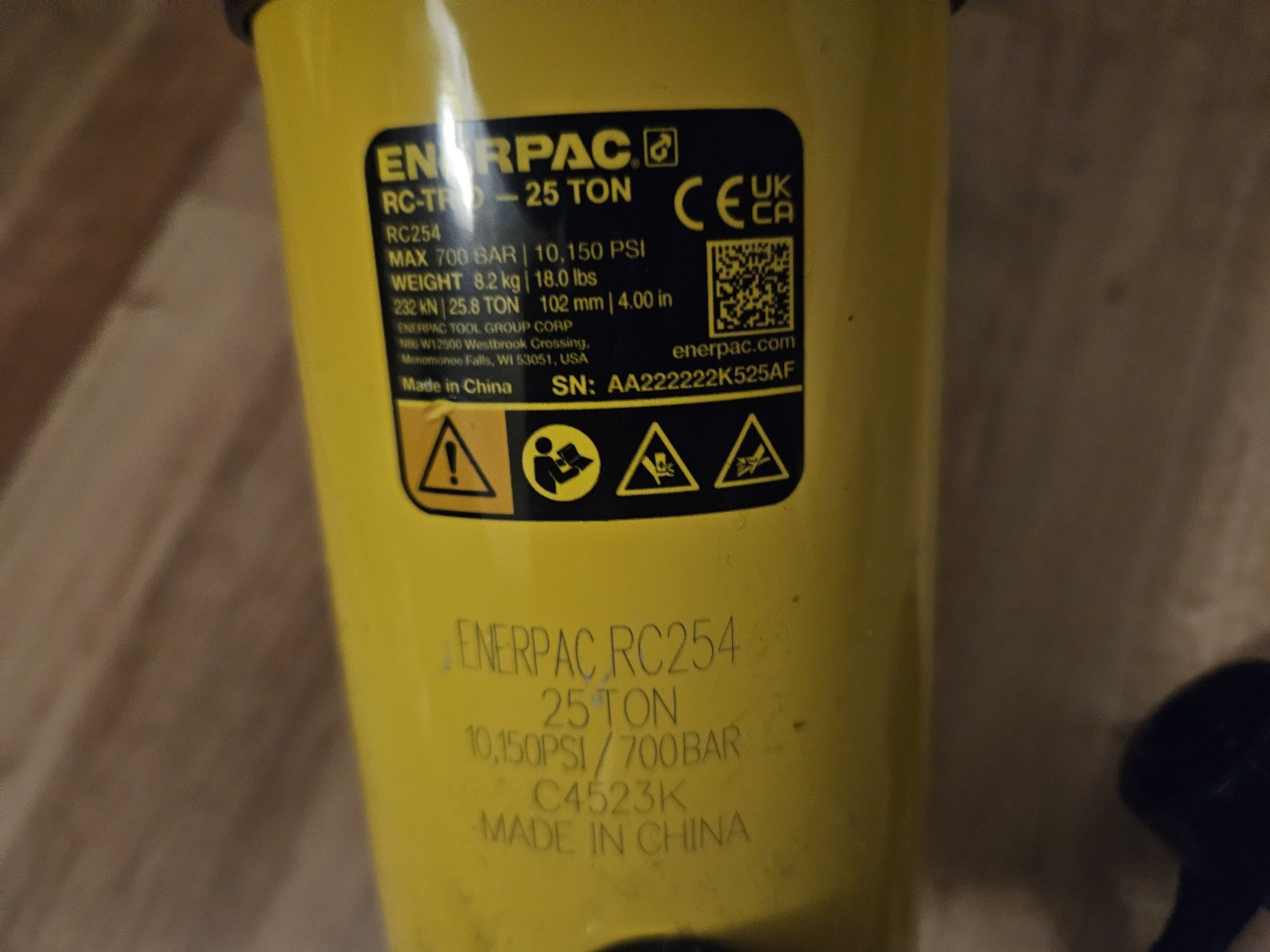 Siłownik hydrauliczny ENERPAC RC254 NOWY!
