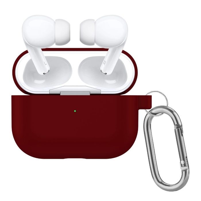 Чехол для Airpods Pro силиконовый с карабином. Цельный. Разных цветов