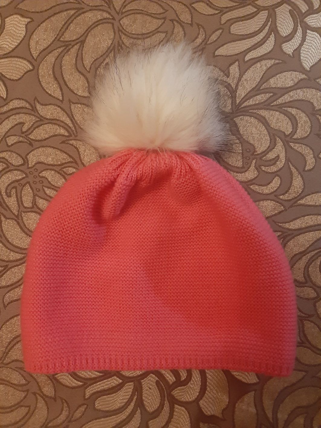 Тепла шапка на флісі рожева теплая шапочка набір набор не дорого