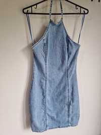 Sukienka jeansowa 38 M zapinana na szyji