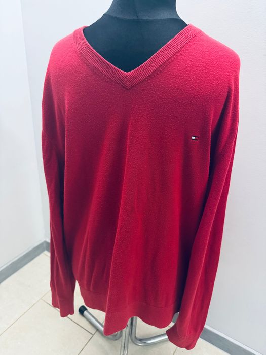Tommy Hilfiger sweter męski  r. XL crewneck Logowany czerwony. bawełna