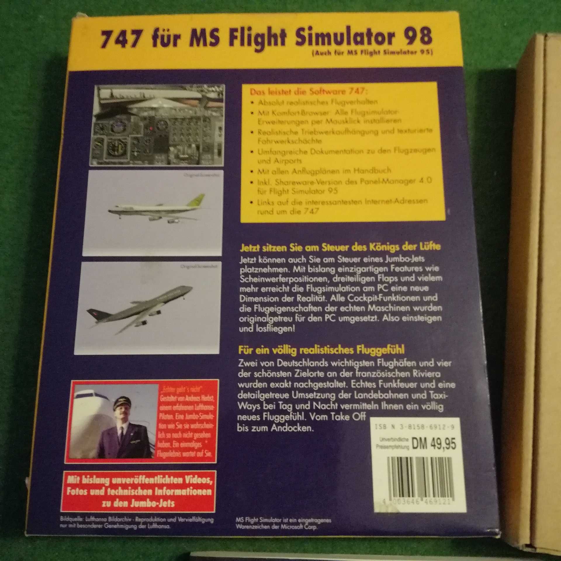 Gra PC - 747 - fur MS Flight Simulator 98 - Big Box! -Unikat!