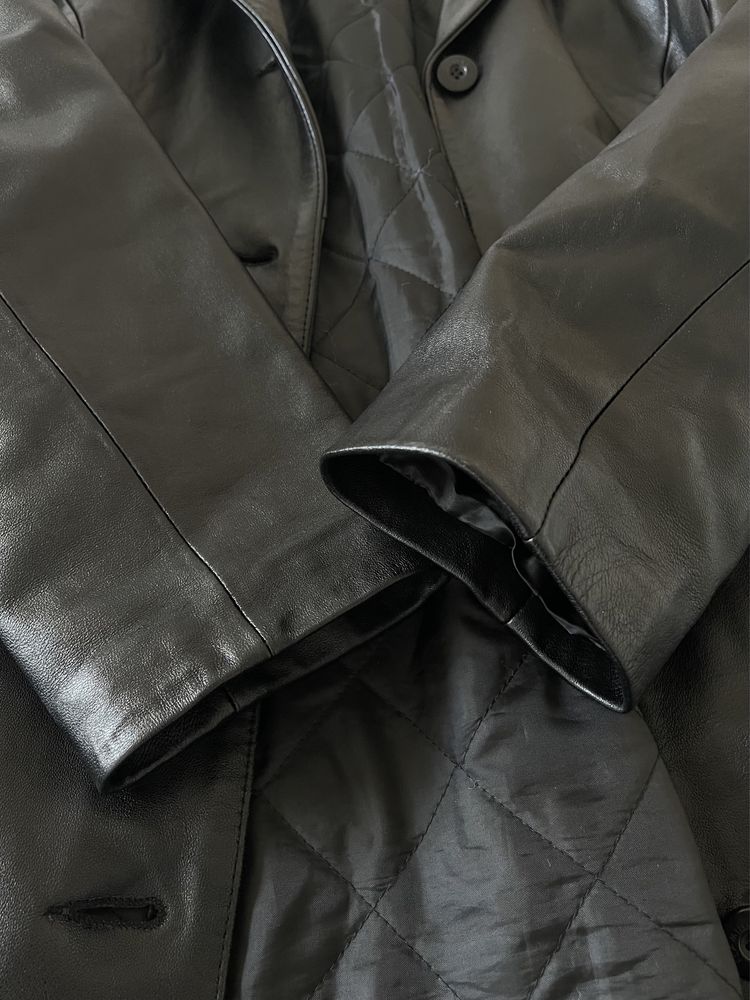 Skórzany płaszcz 100% leather • M/L • skóra naturalna