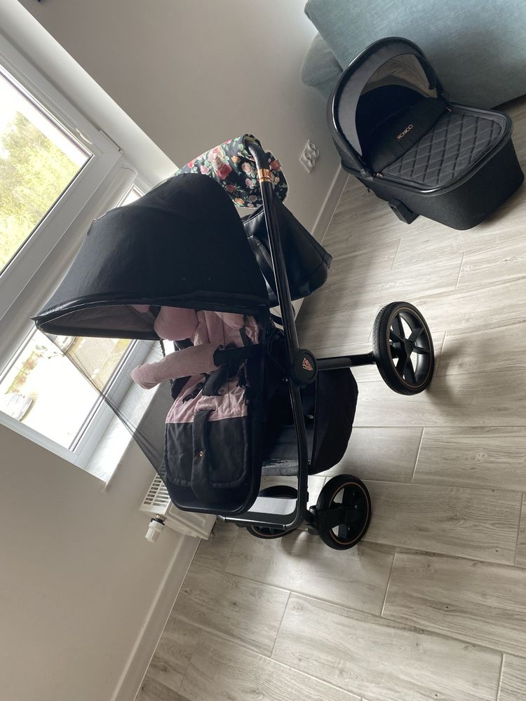 2w1: Venicci Tinum 2.0+fotelik Cybex Cloud Z-ISize Spring blossom Dark