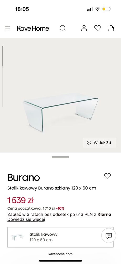Ława/Stolik kawowy szklany Kave Home Burano