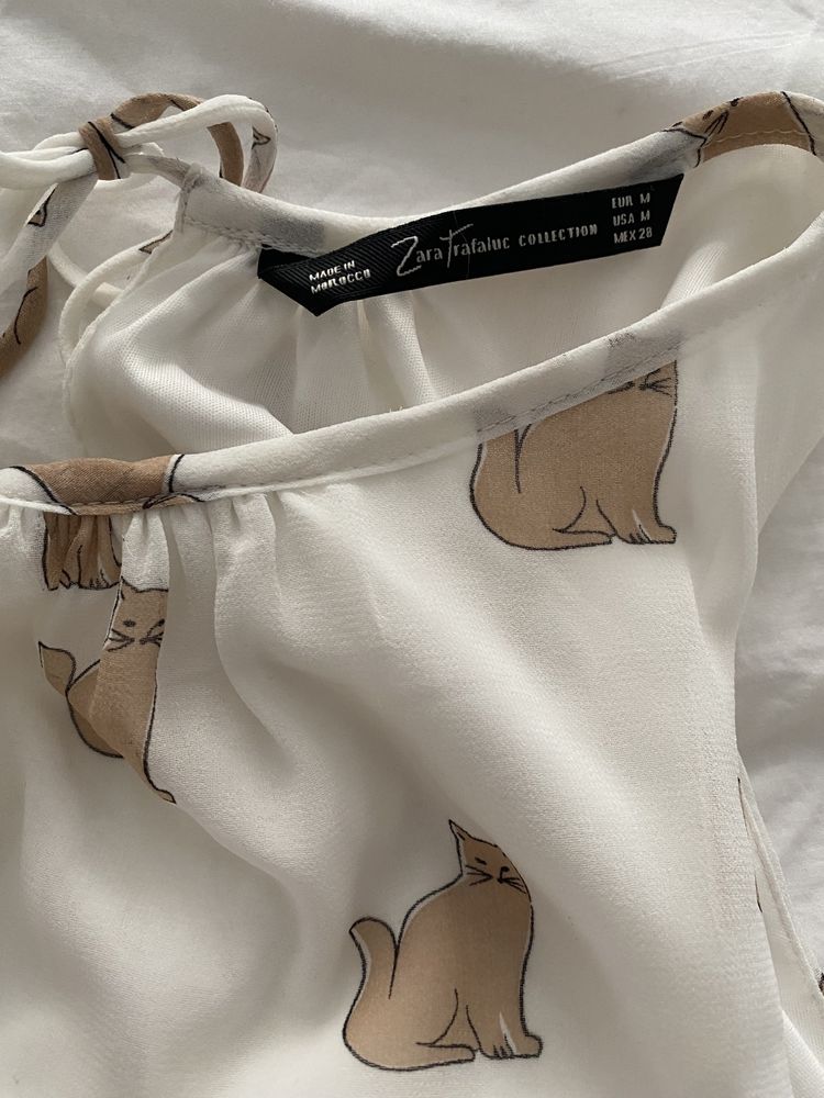 Vestido Zara M padrão gatos