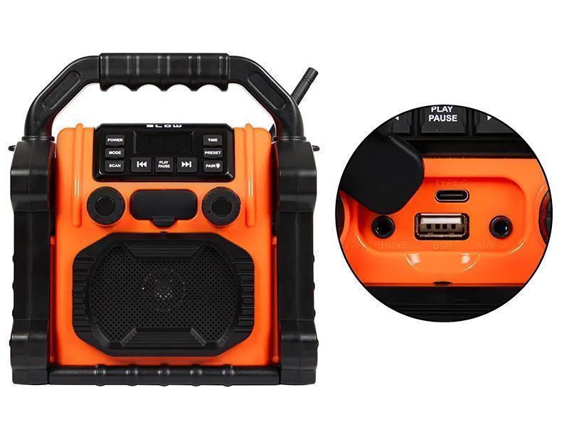 Radio budowlane przenośne BLOW RA14 AM/FM Bluetooth USB AUX SD 77-552#
