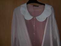 блузка пудрового кольору 54-56 розмір без рукавів з комірцем