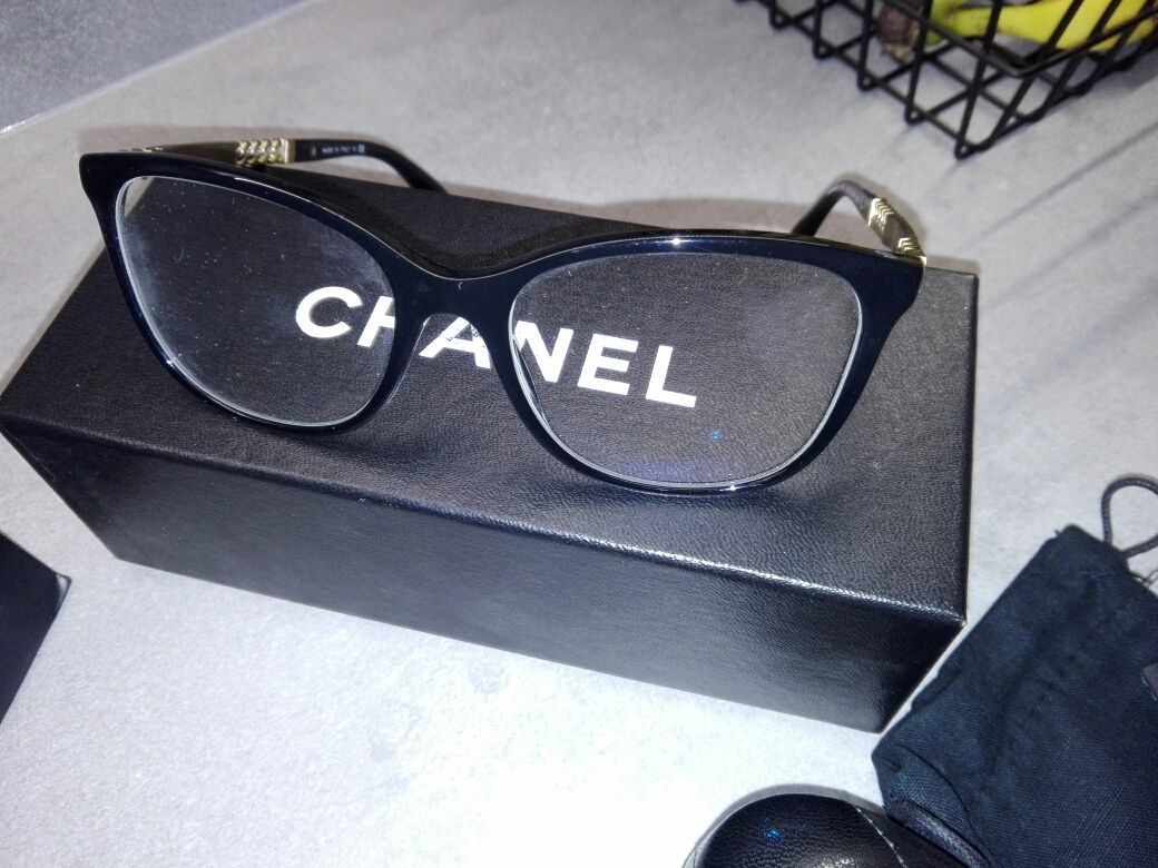 Chanel* oryginalne okulary* zerowki* kujonki* kocie* zlote* gratis