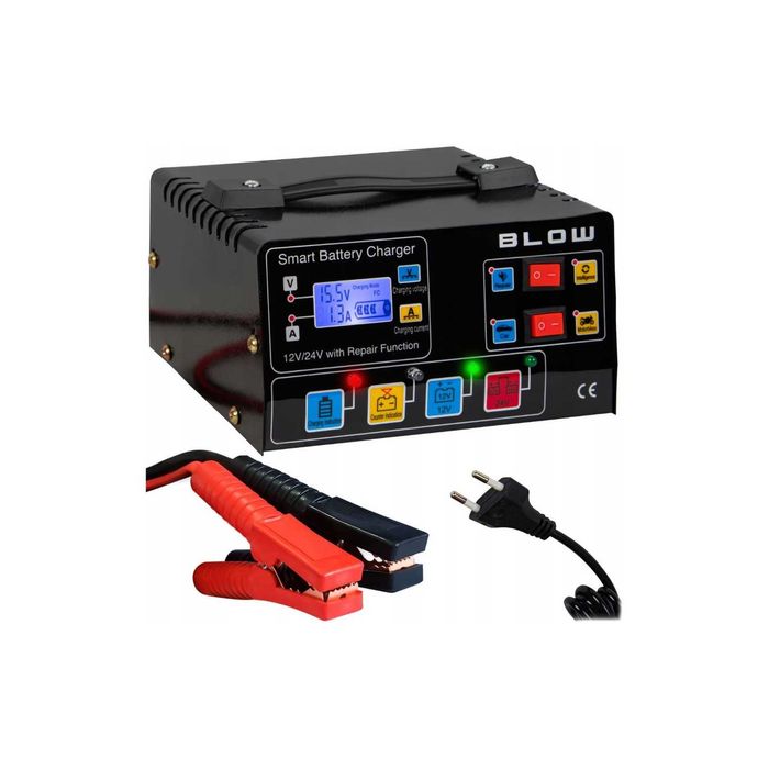 Prostownik Samochodowy Automatyczny Funkcja Napraw Akumulator 12V 24V