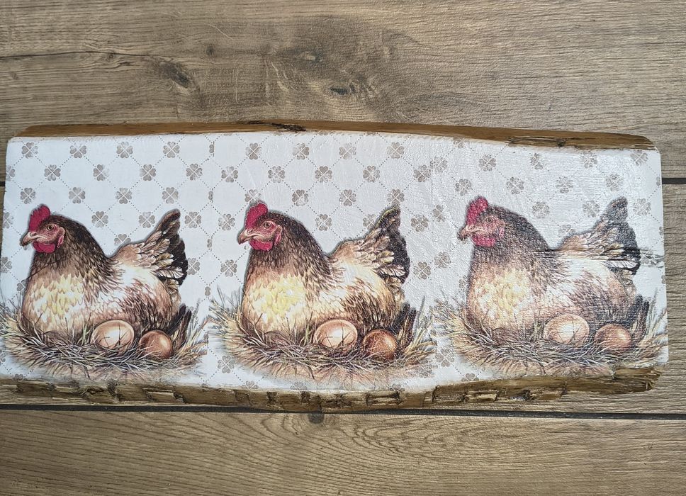 Obraz na desce kury decoupage