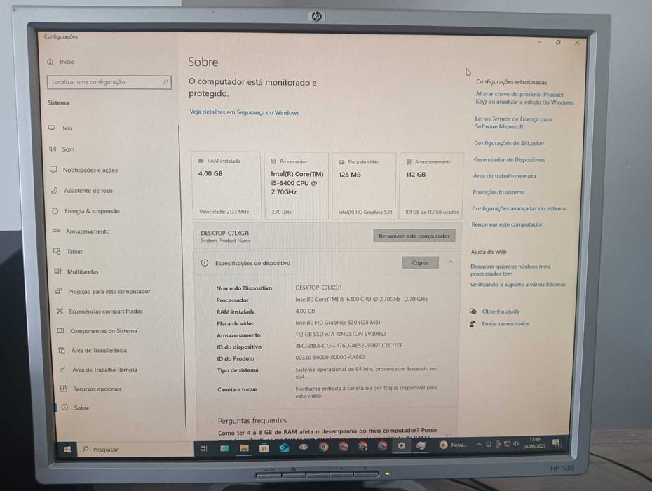 Vendo PC ASUS  4 GB RAM processador i5 6400 2.7 Ghz