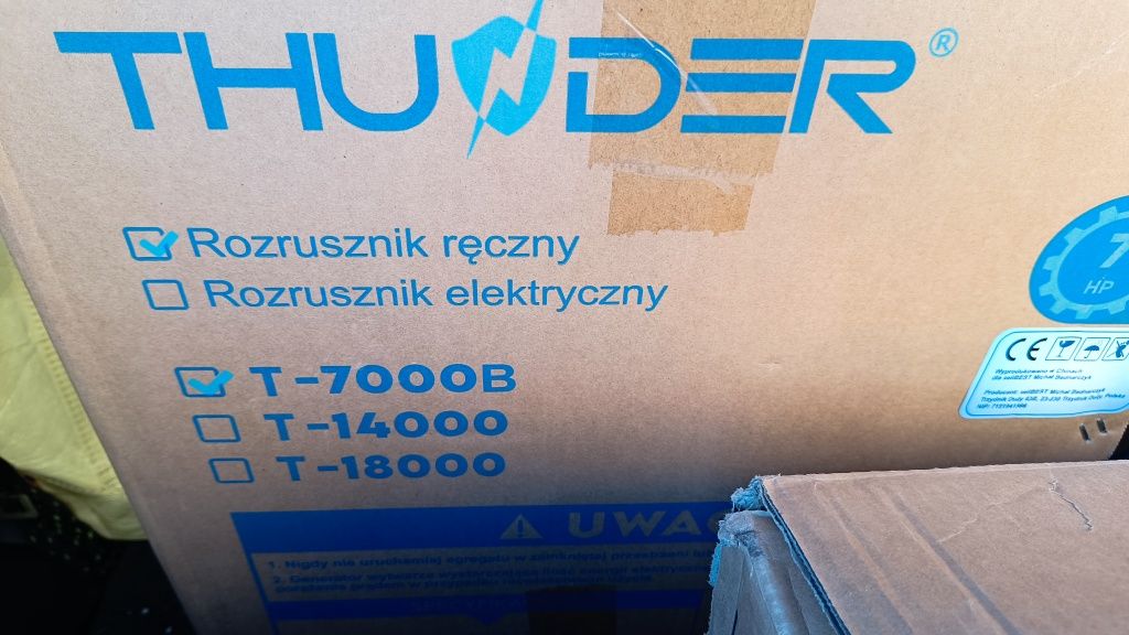 Nowy Agregat Prądotwórczy Gwarancja T7000-B Thunder Generator prądu