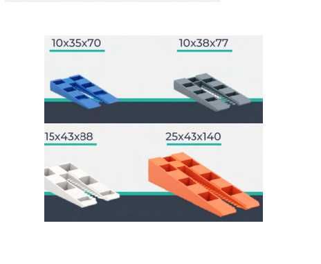 Kliny montażowe, samopoziomujące, poziomujące, dachowe (różne wymiary)