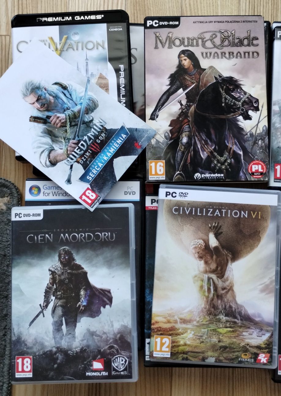 Gry na PC oryginały 27 sztuk assassin's Wiedźmin król nazguli inne