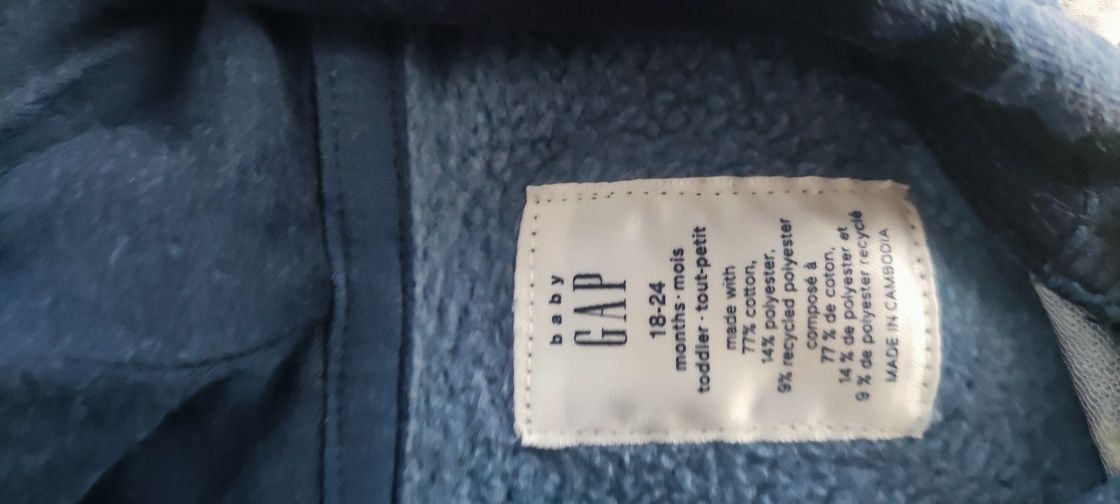 Gap toddler boy bluza z kapturem blue military niebieska 18-24 mies.