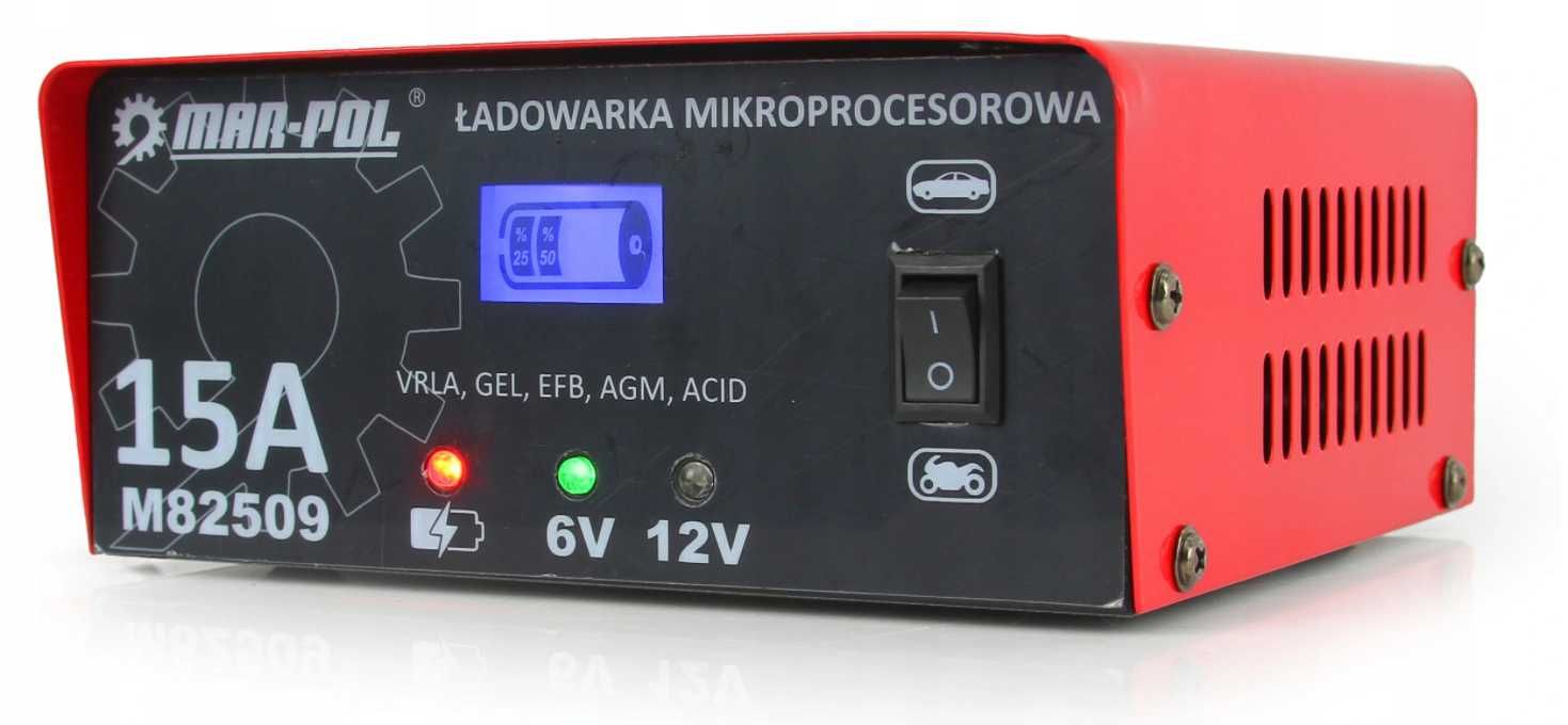 Prostownik MIKROPROCESOROWY Akumulatorowy 6V / 12V 15A