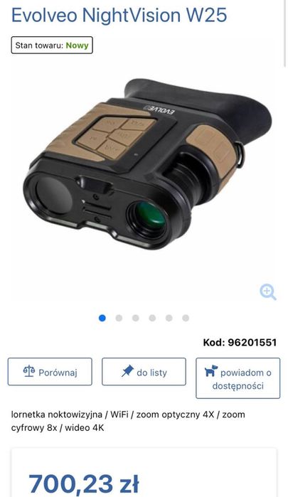 EVOLVEO NightVision W25 – Lornetka z noktowizorem (WiFi, 4K)