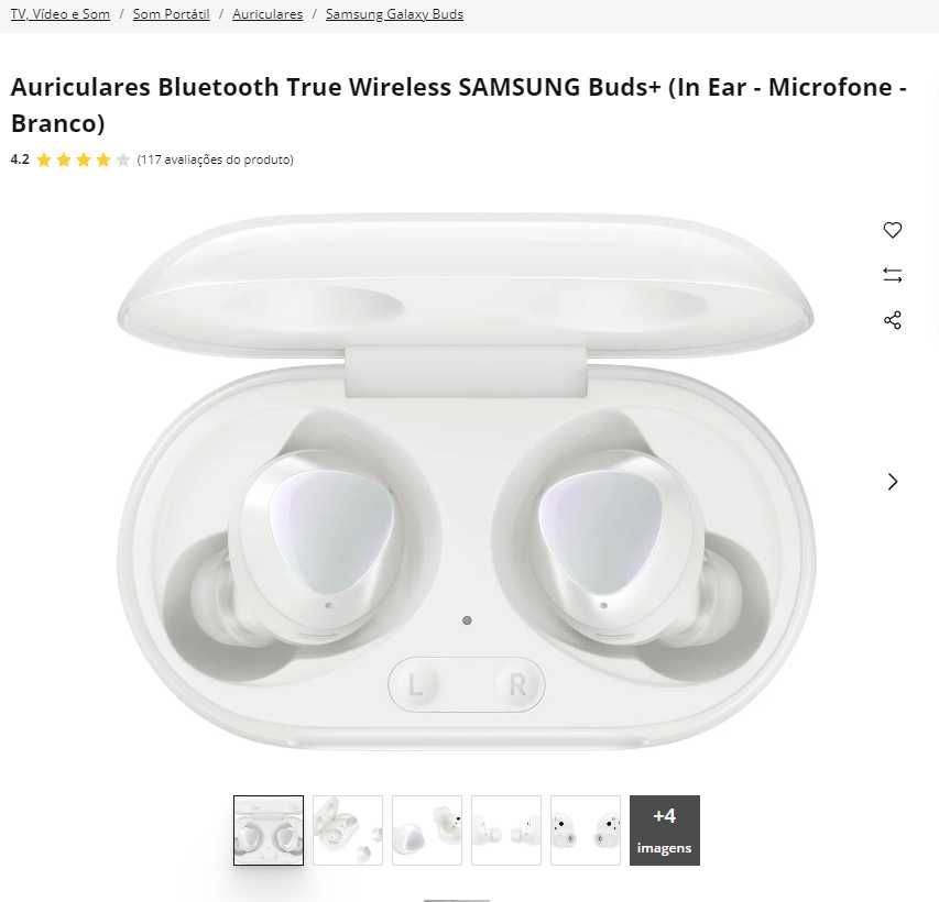 Fones Auriculares Bluetooth True Wireless SAMSUNG Galaxy Buds Plus.